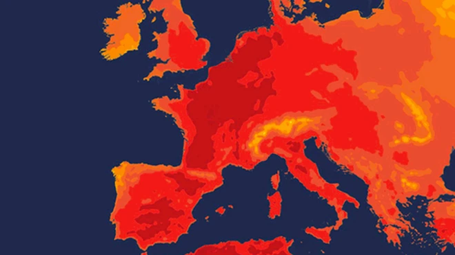 Mapa de altas temperaturas en Europa