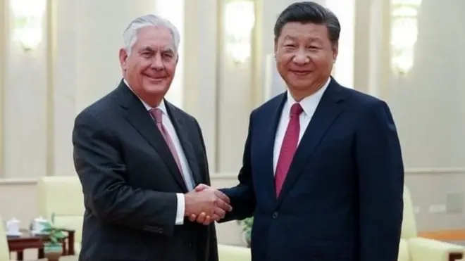 Menlu AS Rex Tillerson berada di Cina dan bertemu President Xi Jingping dan pejabat penting di bawahnya.