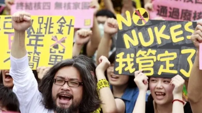 反核遊行團體向政府提出停止興建核電站，分階段全面終結核電。（資料圖片）