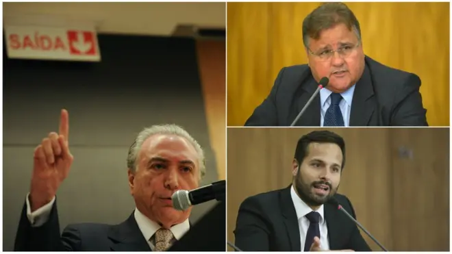 Michel Temer, Geddel Vieira Lima (no alto, à dir.) e Marcelo Calero: acusaçõescomo ganhar muito dinheiro no sportingbetex-ministro levaram crise para centro do poder no Planalto