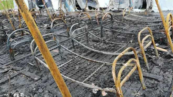 сгоревший лагерь