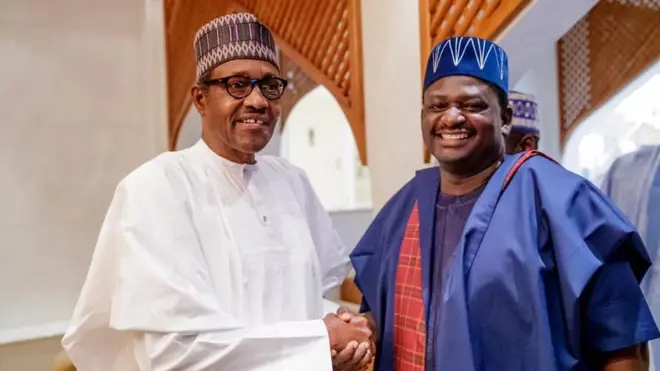 Aworan aarẹ Buhari ati Femi Adesina