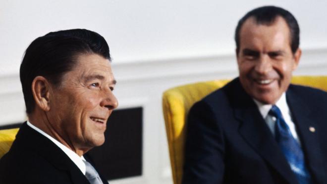 Ronald Reagan e Richard Nixon em foto de 1971