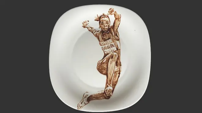 Figura de Ibargüen pintada en chocolate