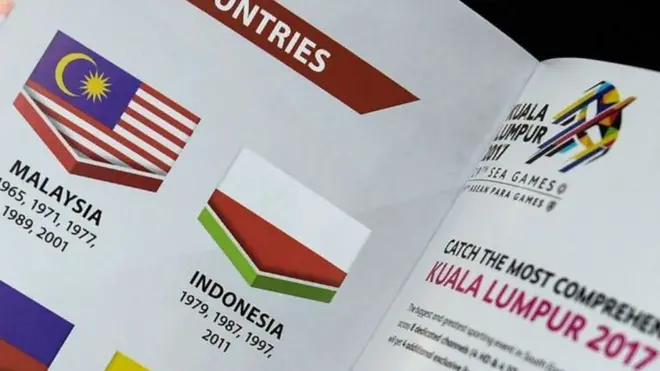 Quốc kỳ Indonesia bị in sai trong cuốn cẩm nang Đại hội Thể thao Đông Nam Á tại Kuala Lumpur