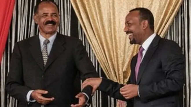 Pirezidaantii Eertiraa Isaayaas Afawarqii fi MinistiraMuummee Itoophiyaa Abiy Ahmad