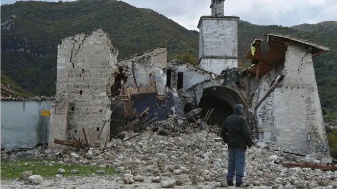 This church in Campi di Norcia collapsed