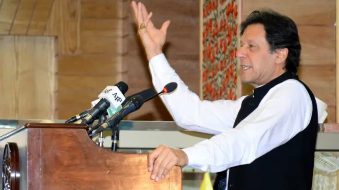 Imran Khan menyampaikan pidato tentang Kashmir bertepatan dengan peringatakan Hari Kemerdekaan Pakistan pada tanggal 14 Agustus.