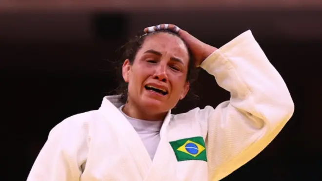 Maria Portela chorou muito depois da derrota nesta quarta-feira