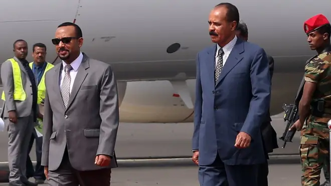 ጠቅላይ ሚኒስትር አብይ አህመድ እና ፕሬዝዳንት ኢሳያስ አፈቀርቂ