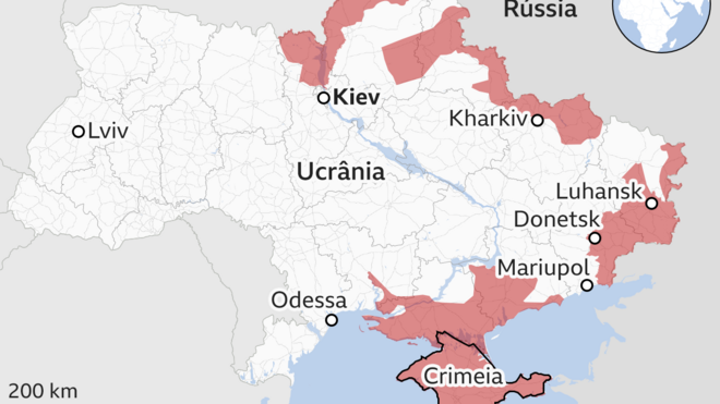 Áreas controladas pela Rússia