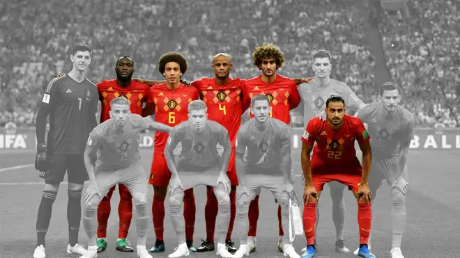 Of di Belgian team wey play quarter-final against Brazil, five players get at least one immigrant parent: (Back row, L-R) Romelu Lukaku (DR Congo); Axel Witsel (Martinique); Vincent Kompany (DR Congo); Marouane Fellaini (Morocco); Front row: Nacer Chadli (Morocco)