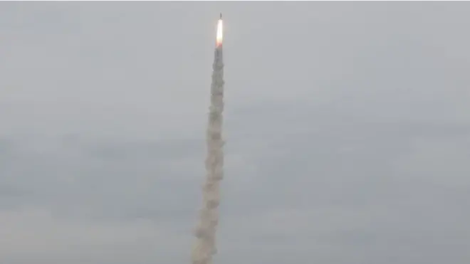 The Indian Space Research Organisation's (ISRO) Chandrayaan-2 (Moon Chariot 2), on board the Geosynchronous Satellite Launch Vehicle (GSLV-mark III-M1), launches in Sriharikota in the state of Andhra Pradesh on July 22, 2019
