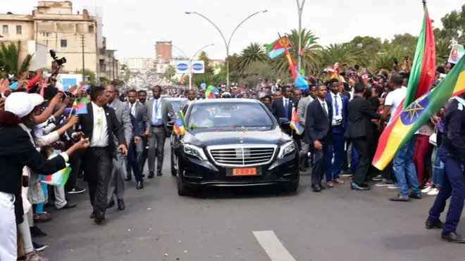 ኣቀባብላ ጉጅለ ልኡኽ መንግስቲ ኢትዮጵያ ኣብ ከተማ ኣስመራ