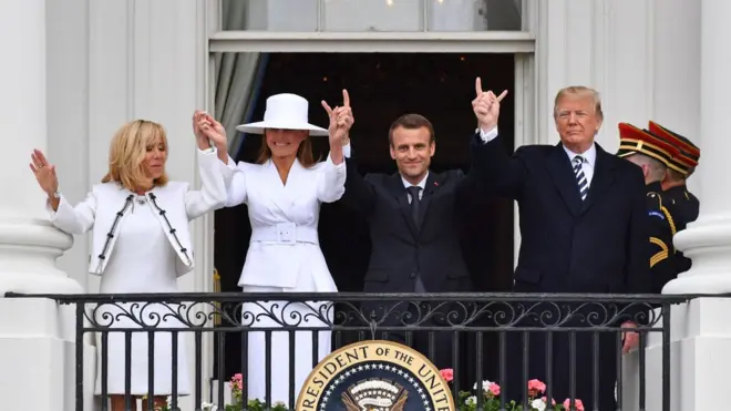 特朗普总统在白宫为马克龙举行欢迎仪式