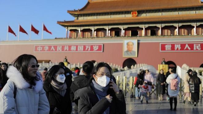 Chinese people wear masks in Beijing, China