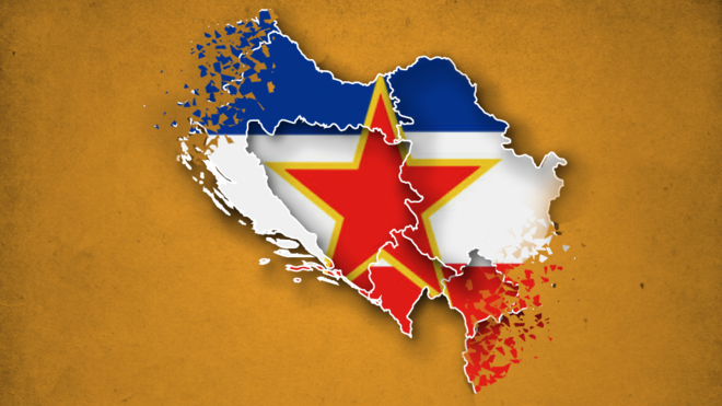 mapa con la bandera de yugoslavia