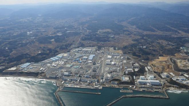 Photo taken March 10, 2017, from a Kyodo News helicopter shows the Fukushima Daiichi nuclear power plant in northeastern Japan, where three reactors melted down following the March 11, 2011, earthquake and tsunami.