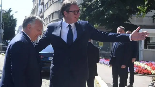 Doček Orbana u Predsedništvu Srbije