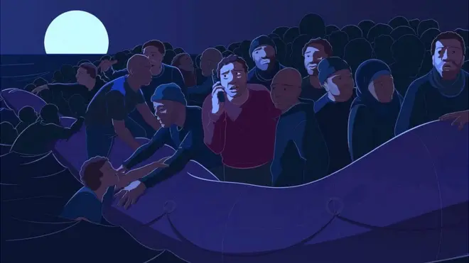 प्रवासियों से भरी नाव