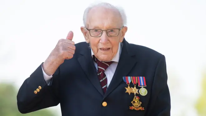 World War Two veteran Captain Sir Tom Moore raised £33m for the NHS by walking 100 laps of his garden