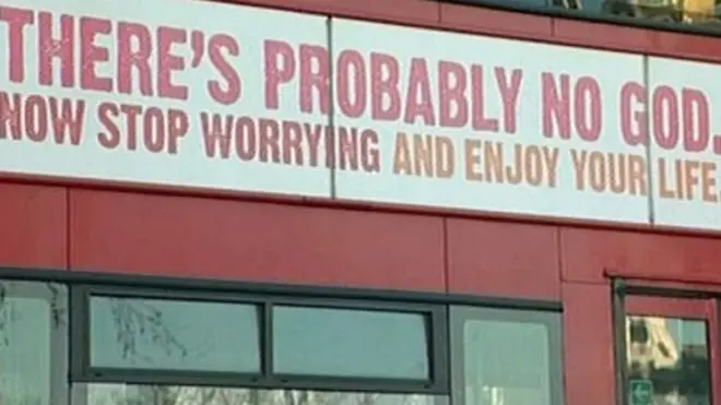 Berbeda dengan iklan di bus di Inggris, hukum Indonesia melarang penyebaran ateisme.