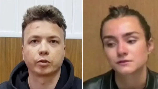 Videos have emerged of journalist Roman Protasevich and his partner, Sofia Sapega