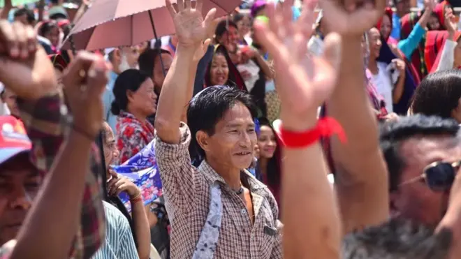 تجمع مؤيدي بعض الأحزاب في ديمابور، شمال شرق ناغالاند، 03في أبريل/نيسان 2019.