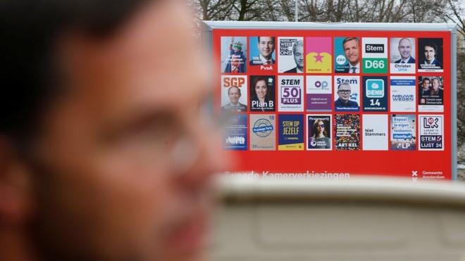 Mark Rutte y los carteles electorales en Holanda