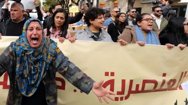 نظم مئات التونسيين احتجاجات بالعاصمة تونس احتجاجا على تصريحات الرئيس