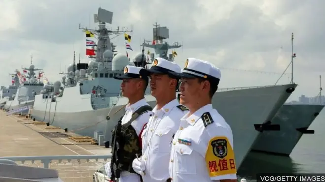 Hải quân Trung Quốc trong một cuộc trình diễn lực lượng vào năm 2018
