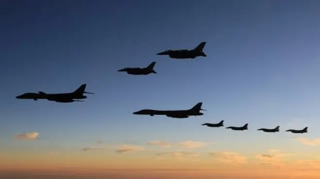 Japanese F-2 fighters in joint exercises with US off Kyushu island - November 2022