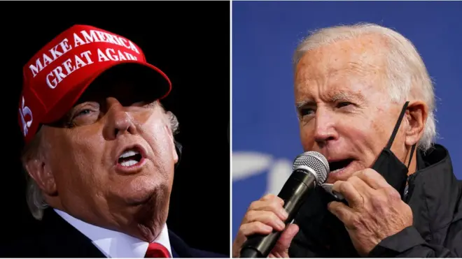Donald Trump iyo Joe Biden, right