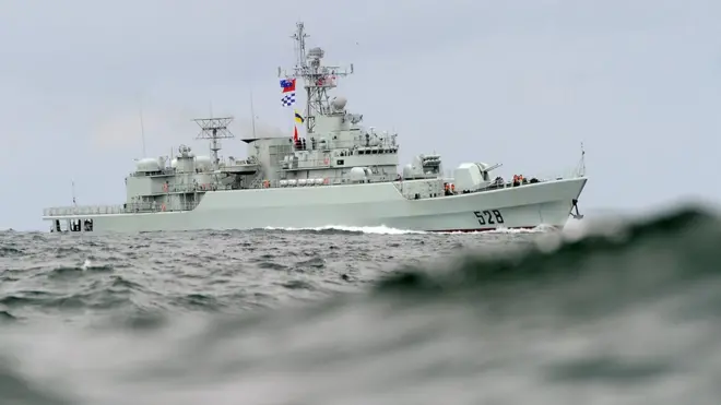 A file photo of a Chinese People’s Liberation Army warship as it approaches Sydney Harbour in 2010.