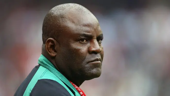 Nigeria coach Christian Chukwu during di African Nations Cup 2004 Semi-Final match between Tunisia and Nigeria