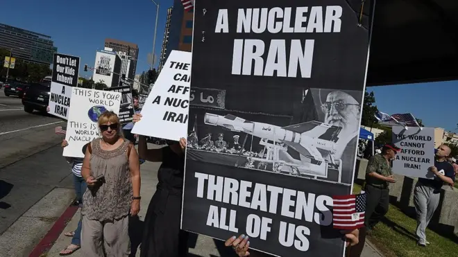 Protesters against the Iran nuclear deal