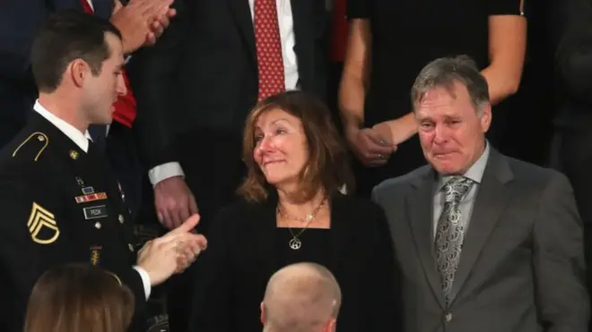 Синди и Фред Уормбир на послании президента Трампа конгрессу в 2018 году