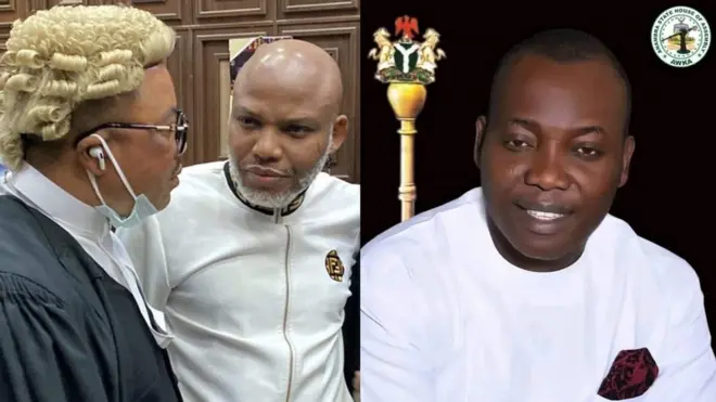 Nnamdi Kanu na Ọkaiwu ya bụ Ifeanyi Ejiofor, na Okechukwu Okoye