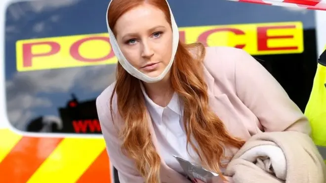 Пострадавшая во время взрыва