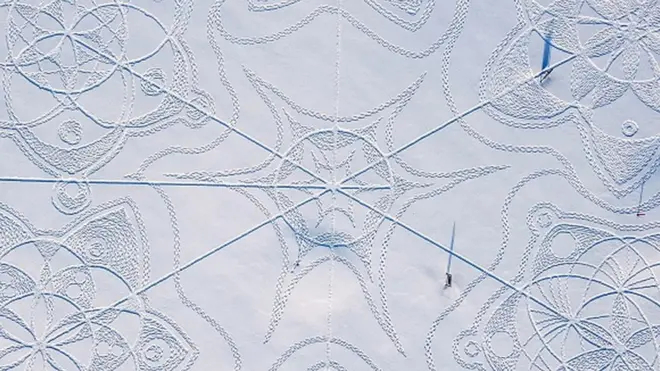 Mr Pyykkö and his team used snowshoes and rope to make the impressions in the snow