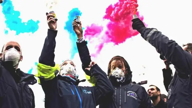Protest by ambulance drivers outside French parliament - 3 December