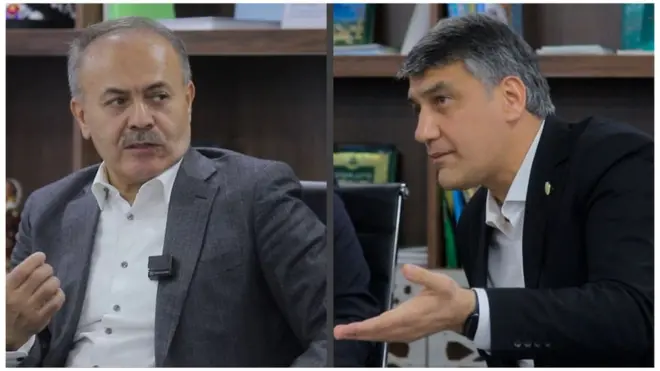 Абдулла Абдуқодиров (чапда) ва Алишер Қодиров (ўнгда).