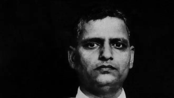 Mug shot of the Indian political activist Nathuram Vinayak Godse, the killer of Gandhi sentenced to hanging. India, 12th May