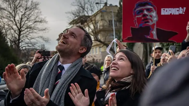 Мэр Праги Зденек Гржиб и Жанна Немцова