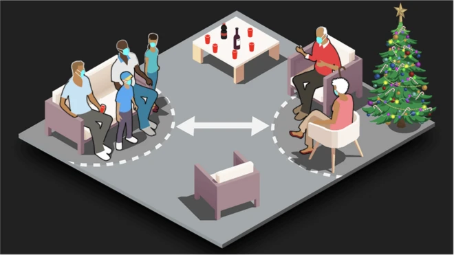 Ilustración sobre reuniones en fiestas de fin de año