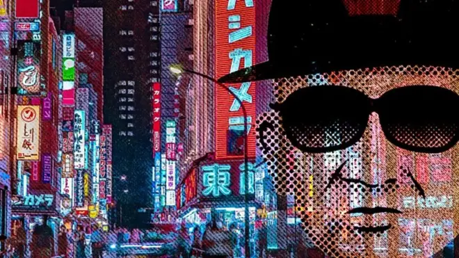 東京街頭及強尼喜多川的插畫