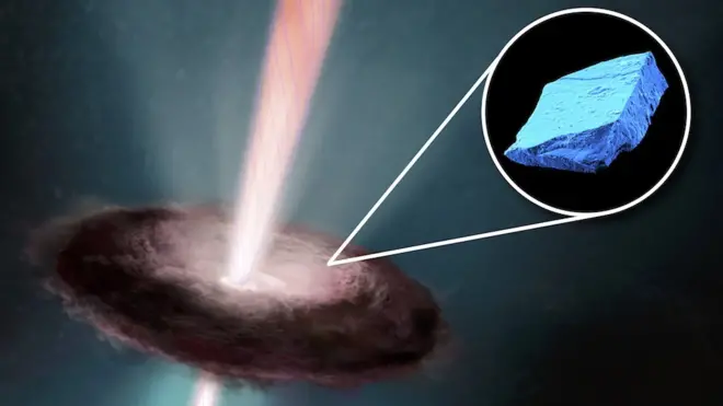 Los cristales azules de hibonita datan de una época en que el Sol estaba rodeado por un disco de gas y polvo, antes de la formación de los planetas.