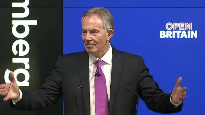 Tony Blair speaking in central London