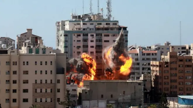 Jengo linalohifadhi ofisi za vyombo vya habari vya Aljazeera na Associated Press