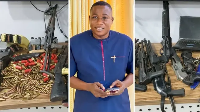Weapons DSS claim say dem carry comot from Sunday Igboho house